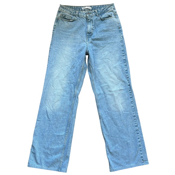 Zara Denim - Zara Wide Leg Jeans High Rise Light Wash Sz 8 90s Denim Blue Jeans
